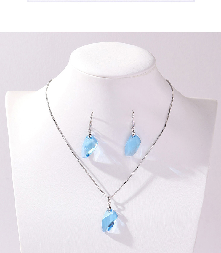Fashion Blue Geometric Crystal Stud Necklace Set,Crystal Sets