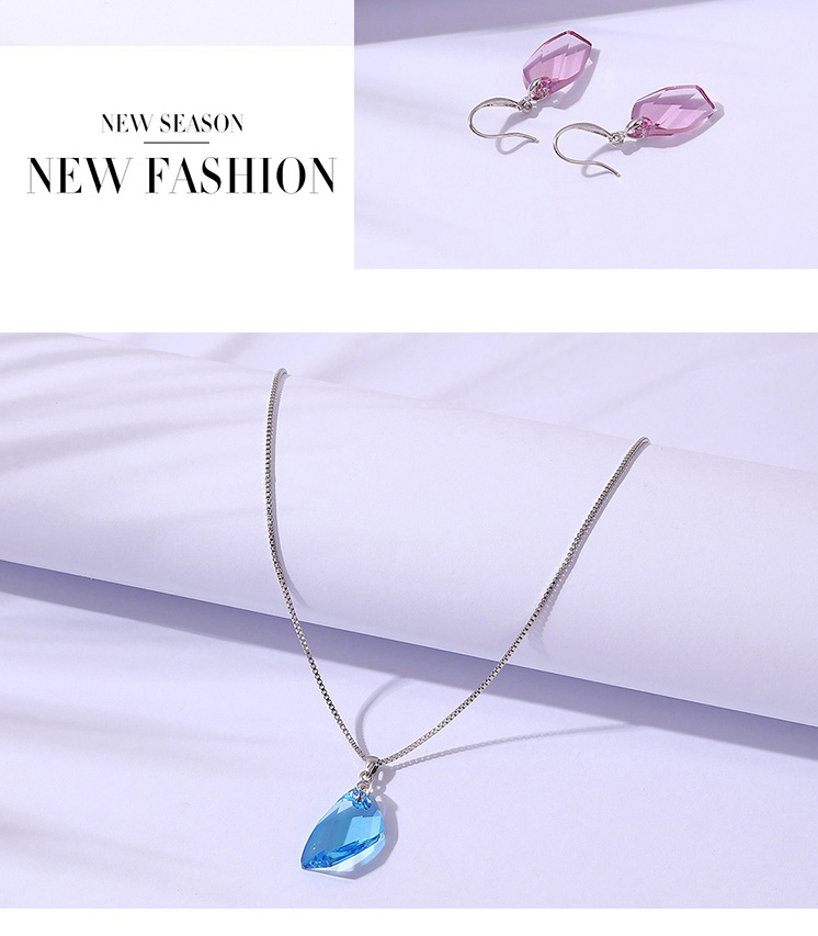 Fashion Pink Geometric Crystal Stud Necklace Set,Crystal Sets