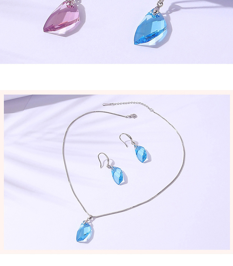 Fashion Blue Geometric Crystal Stud Necklace Set,Crystal Sets