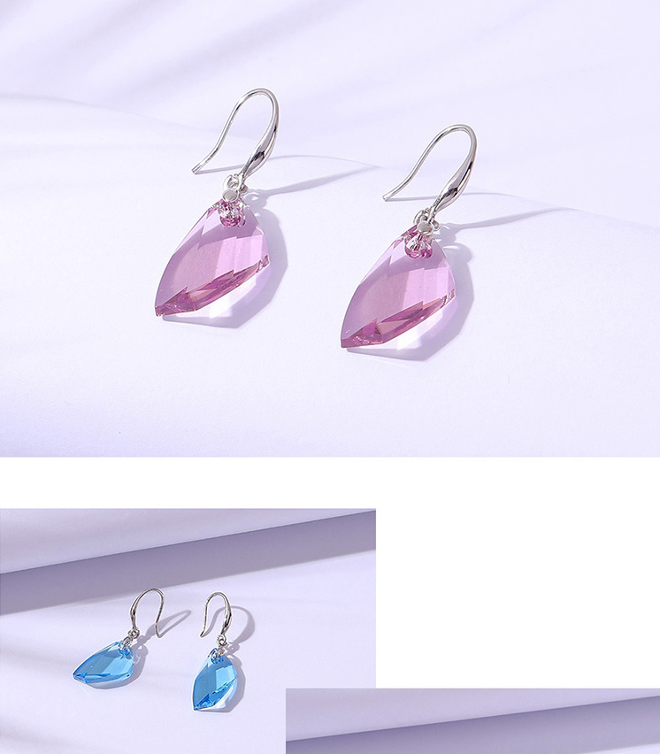 Fashion Pink Geometric Crystal Stud Earrings,Crystal Earrings