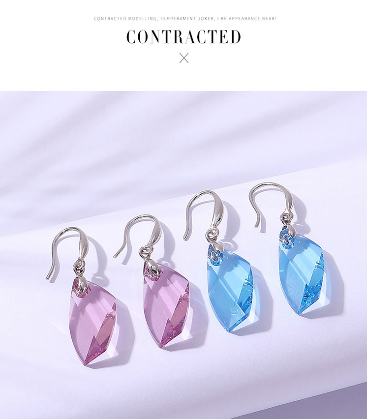 Fashion Blue Geometric Crystal Stud Earrings,Crystal Earrings