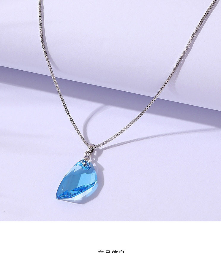 Fashion Blue Geometric Crystal Necklace,Crystal Necklaces