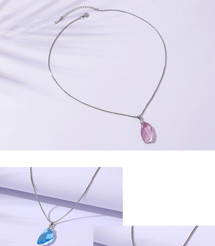 Fashion Pink Geometric Crystal Necklace,Crystal Necklaces
