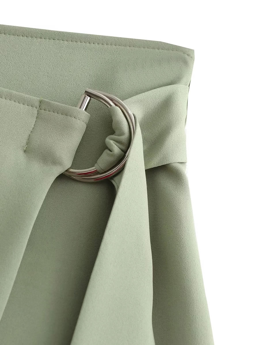 Fashion Bean Green Woven Oversized Pocket Skirt,Skirts