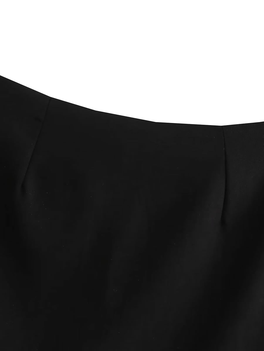Fashion Black Woven Pocket Cargo Skirt,Skirts
