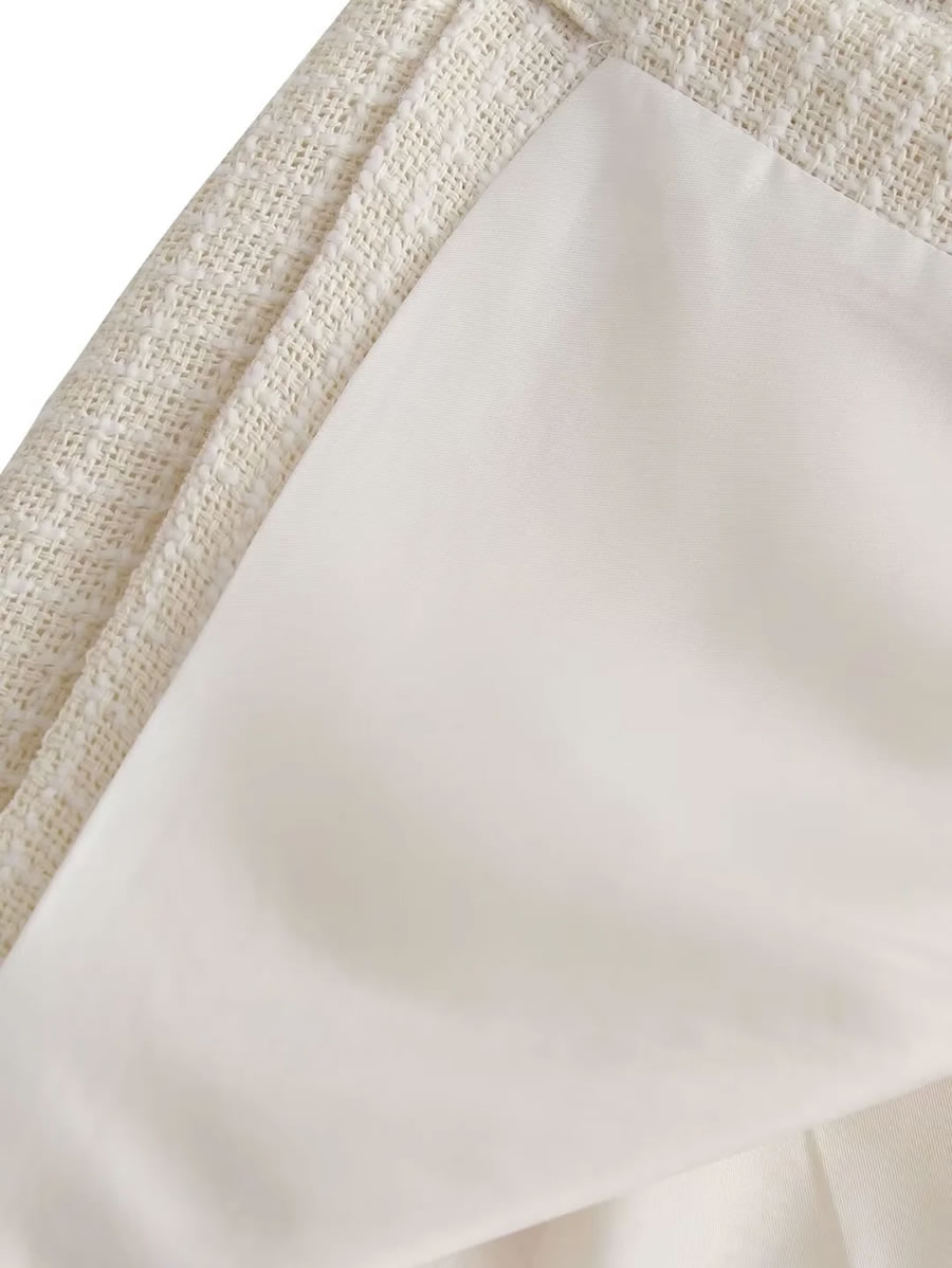 Fashion Beige Textured Button-up Skirt,Skirts