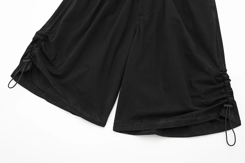 Fashion Black Polyester Buckle Middle Waist Shorts,Shorts