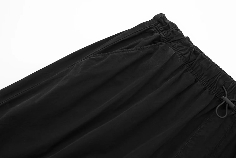 Fashion Black Polyester Buckle Middle Waist Shorts,Shorts