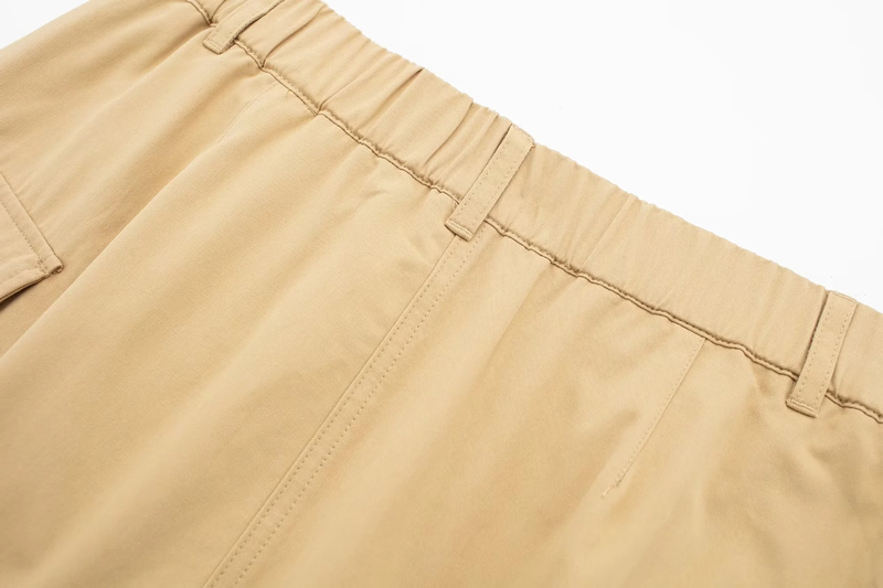 Fashion Khaki Polyester Pocket Skirt,Shorts