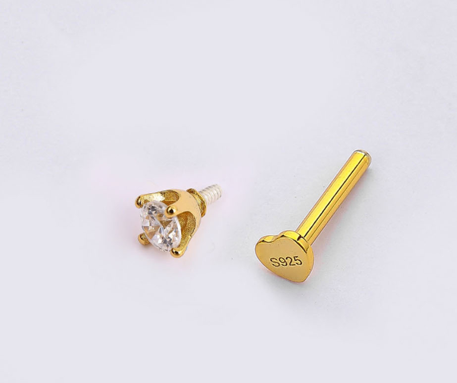 Fashion Gold 4#1.2*6mm Silver And Diamond Geometric Piercing Stud Earrings,Ear Cartilage Rings & Studs