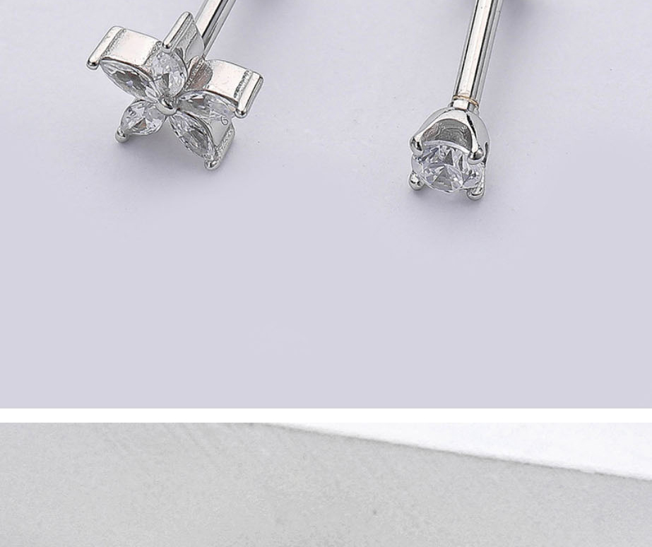 Fashion Silver 3#1.2*6mm Silver And Diamond Geometric Piercing Stud Earrings,Ear Cartilage Rings & Studs