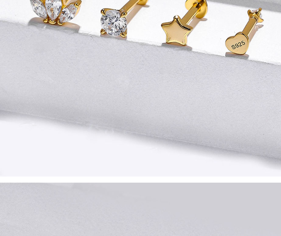 Fashion Gold 1#1.2*6mm Silver And Diamond Geometric Piercing Stud Earrings,Ear Cartilage Rings & Studs