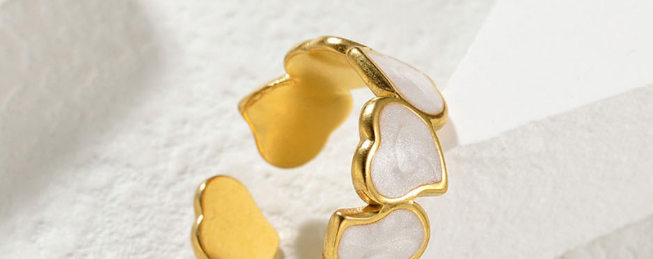 Fashion Gold Stainless Steel Dripping Oil Heart Open Ring,Rings