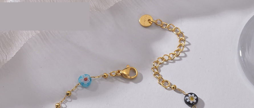 Fashion Gold Stainless Steel Glass Flower Mosaic Anklet,Fashion Anklets