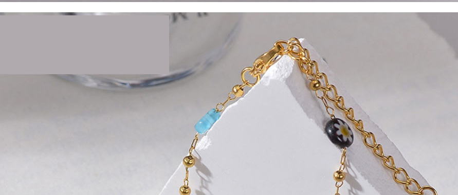 Fashion Gold Stainless Steel Glass Flower Mosaic Anklet,Fashion Anklets