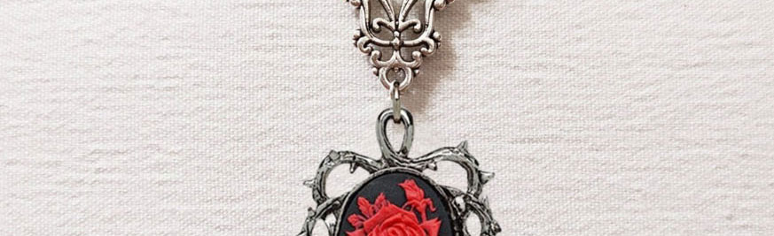 Fashion Necklace Metal Geometric Oval Red Rose Necklace,Pendants