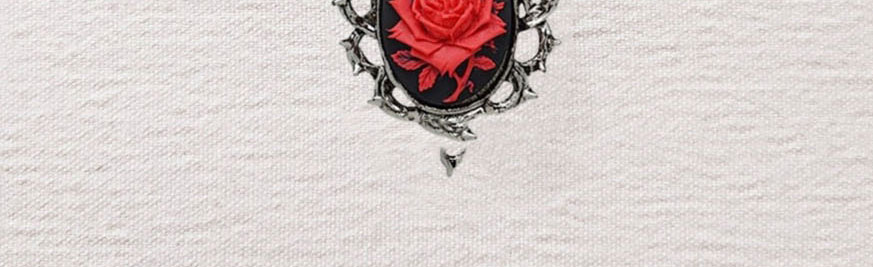 Fashion Necklace Metal Geometric Oval Red Rose Necklace,Pendants