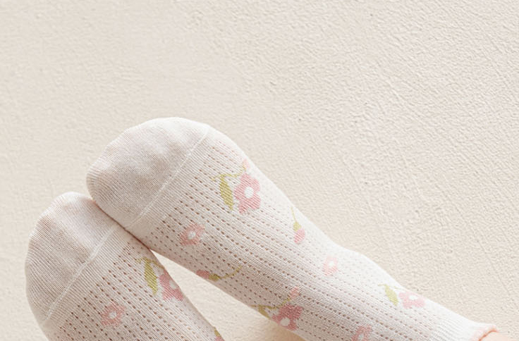 Fashion Bubble Flower [spring And Summer Mesh Stockings 5 Pairs] Cotton Printed Children