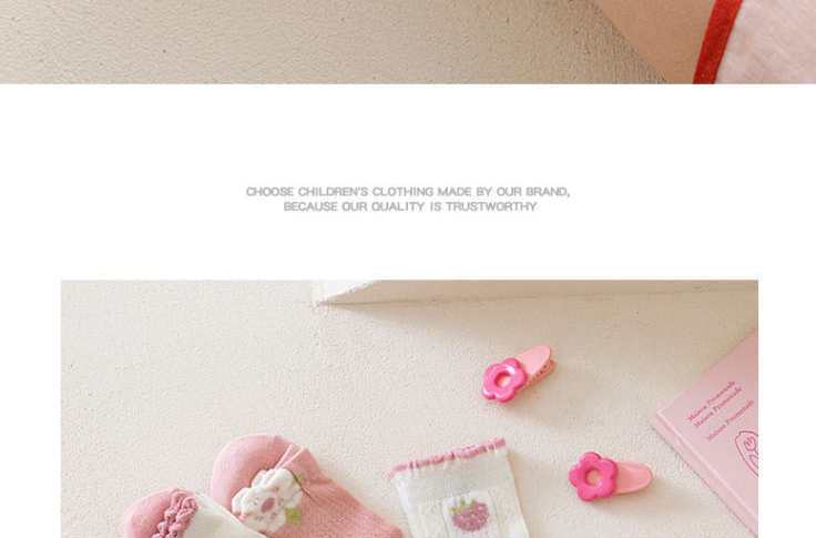 Fashion Pink Rabbit [spring And Summer Mesh Socks 5 Pairs] Cotton Printed Children