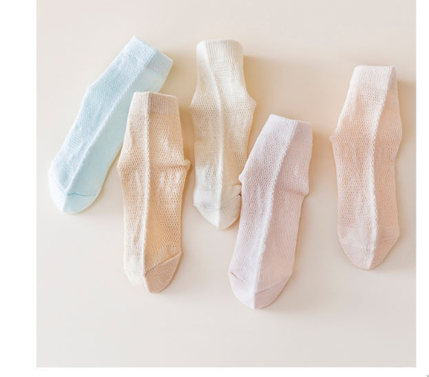 Fashion Heel Floret Mesh Socks [5 Pairs Of Spring And Summer Mesh] Cotton Printed Children