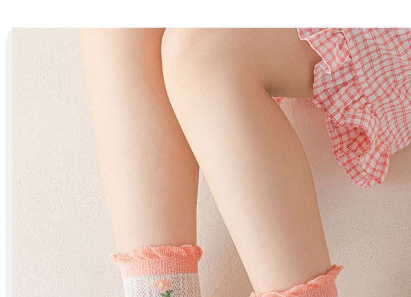 Fashion Sweetheart Strawberry [5 Pairs Of Spring And Summer Mesh] Cotton Printed Children