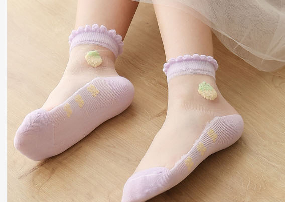 Fashion Bow Mesh Socks - 5 Pairs Cotton Printed Children