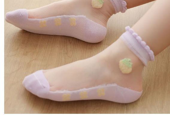 Fashion Pink Rabbit Mesh Socks-5 Pairs Cotton Printed Children