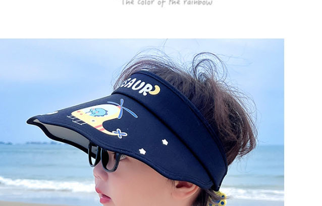 Fashion Photosensitive Plate - Blue Funny Bear Fabric-print Open-top Sun Hat With Large Brim,Sun Hats