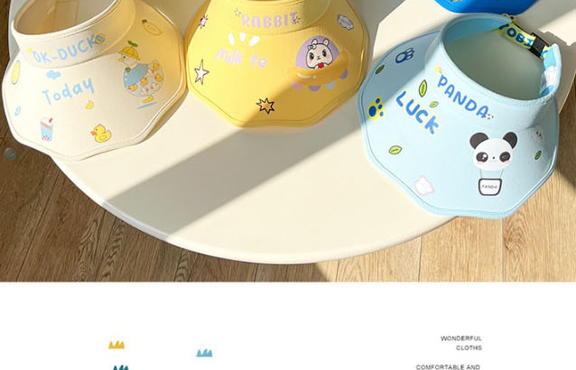 Fashion Photosensitive Plate-yellow Little Whale Fabric-print Open-top Sun Hat With Large Brim,Sun Hats