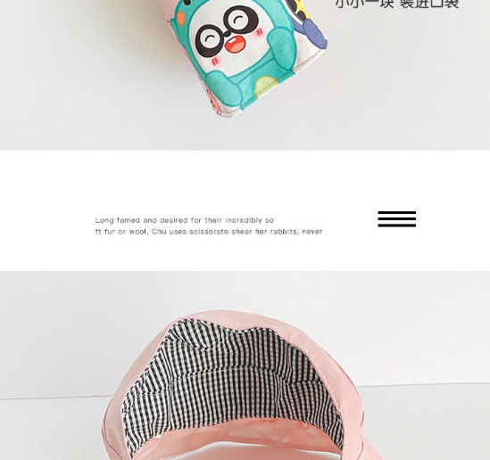 Fashion Watermelon Powder Half Braided Cartoon Zoo [free Windproof Rope] Fabric Print Large Brim Empty Sun Hat,Sun Hats