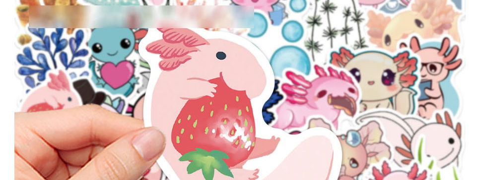 Fashion Axolotl Sticker Fe073 Pvc Geometric Cartoon Waterproof Stickers,Scratch Pad/Sticky