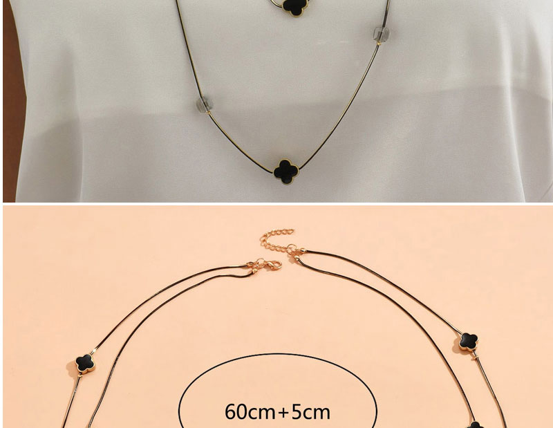 Fashion Pentagram Alloy Geometric Square Glass Pentagon Double Layer Necklace,Multi Strand Necklaces