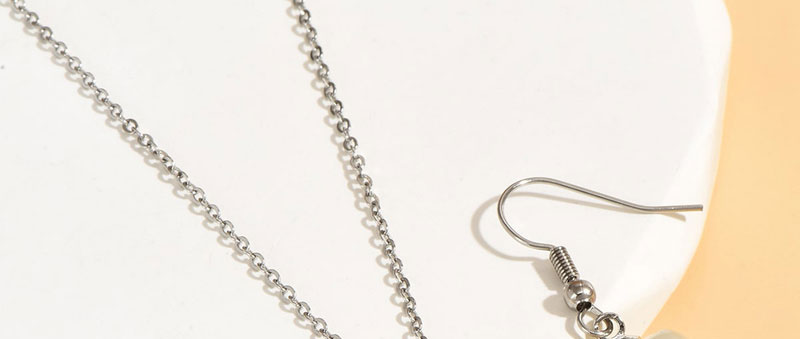 Fashion Silver Titanium Steel Geometric Apple Earring Necklace Set,Jewelry Set