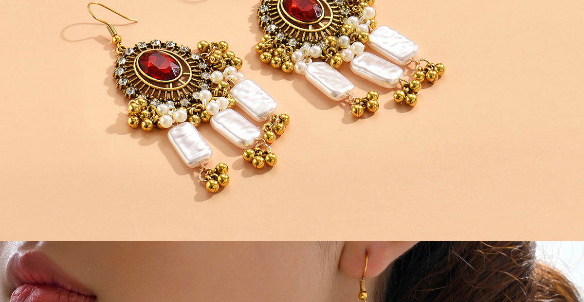 Fashion Gold Alloy Diamond Geometric Pearl Earrings Necklace Set,Jewelry Sets