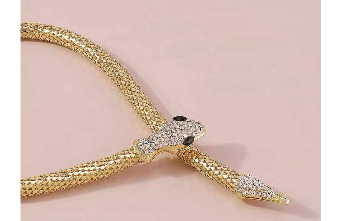 Fashion Silver Alloy Diamond Snake Necklace,Pendants