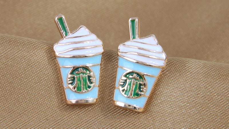 Fashion Coffee Color-2 Alloy Geometric Coffee Cup Stud Earrings,Stud Earrings