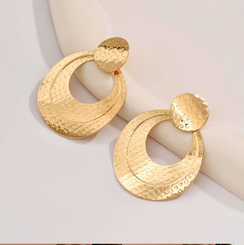 Fashion Gold-2 Alloy Geometric Round Stud Earrings,Stud Earrings
