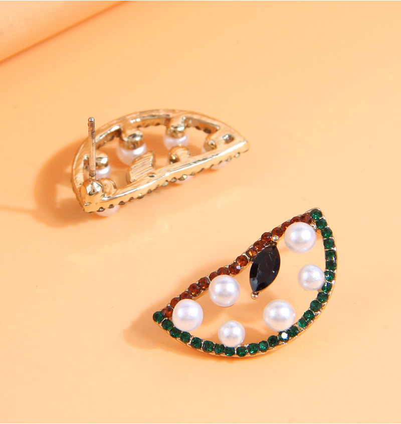Fashion Gold Alloy Diamond Watermelon Stud Earrings,Stud Earrings