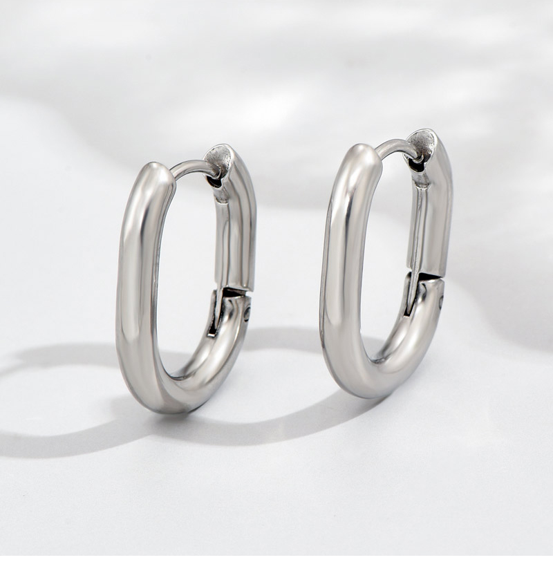 Fashion Gold Stainless Steel Geometric Oval Earrings,Earrings