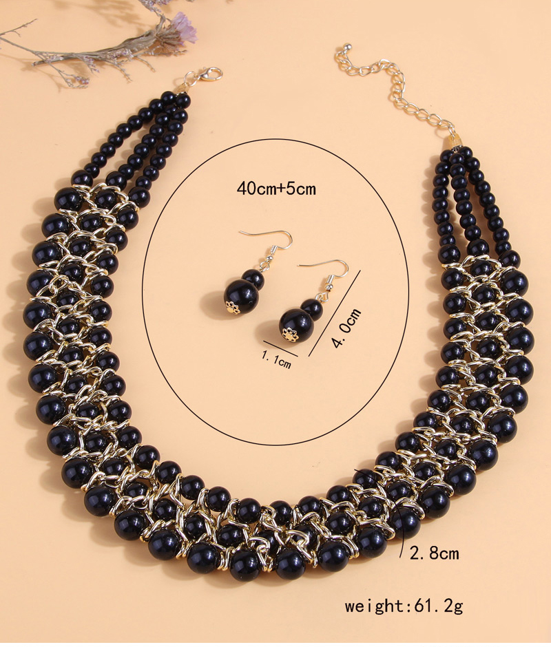 Fashion Black Beaded Necklace And Earrings Set,Earrings set