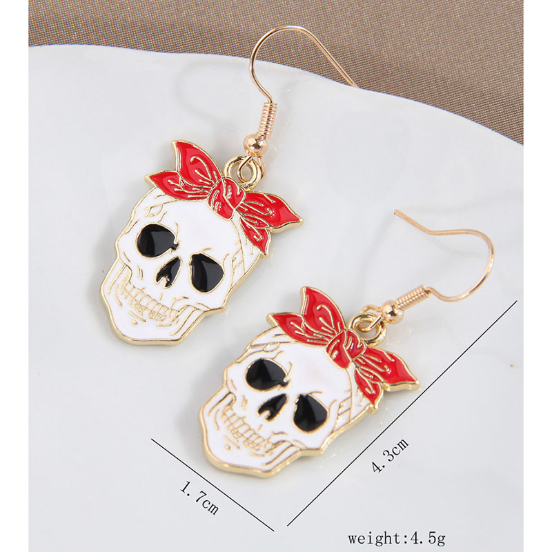 Fashion 9# Alloy Oil Dripping Skull Earrings,Drop Earrings