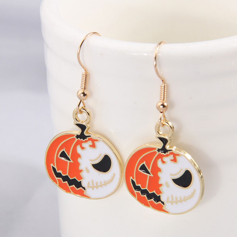 Fashion 6# Alloy Oil Dripping Pumpkin Earrings,Drop Earrings