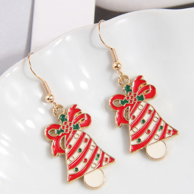 Fashion 4# Alloy Oil Dripping Christmas Tree Earrings,Drop Earrings