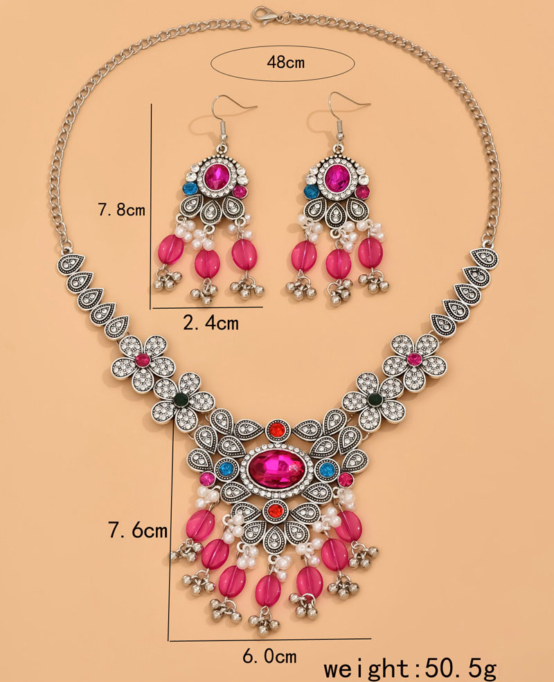 Fashion Silver Alloy Diamond Geometric Earrings And Necklace Set,Jewelry Sets