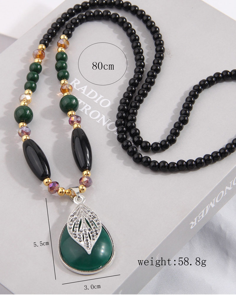 Fashion Black Alloy Geometric Beaded Necklace,Pendants