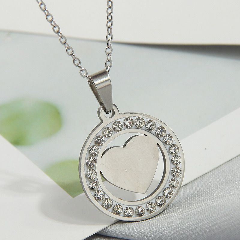 Fashion 6# Titanium Steel Diamond Love Cross Necklace,Necklaces