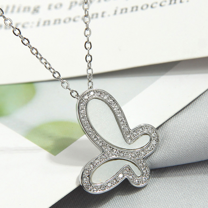 Fashion 9# Titanium Steel Diamond Owl Necklace,Necklaces