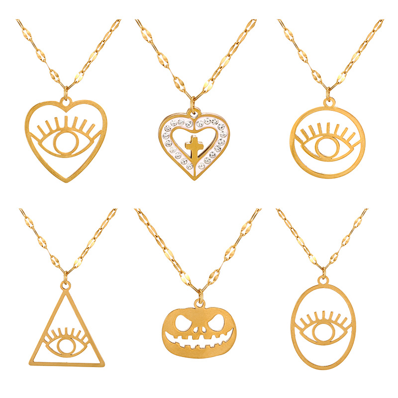 Fashion Golden 7 Titanium Steel Halloween Pumpkin Pendant Necklace,Necklaces