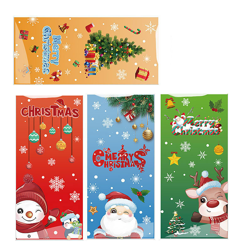 Fashion Cartoon Christmas 4-in-1 Flat Pocket Christmas Printed Flat Packaging Bag,Festival & Party Supplies