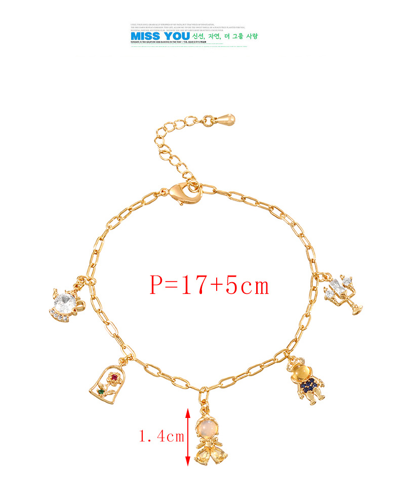 Fashion Color Copper Zirconia Princess Flower Pendant Bracelet,Bracelets